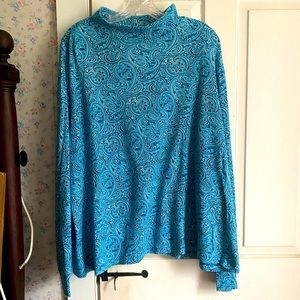 Lands End Turquoise Mock Turtleneck tee